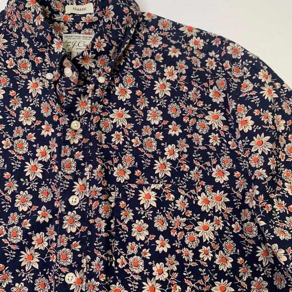 J Crew Shirt Mens M Medium Classic Fit Organic Cotton Stretch Secret Wash Floral - Picture 3 of 10